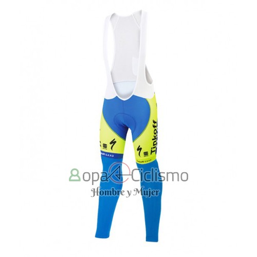 Tinkoff Saxo Bank Ropa Ciclismo Culotte Largo 2016 Mangas Largas AMarillo y Azul